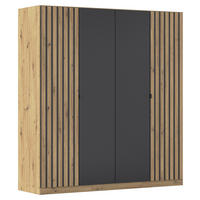 DREHTÜRENSCHRANK  in Grau, Eiche Artisan  - Eiche Artisan/Grau, MODERN, Holzwerkstoff/Metall (181/197/54cm) - Rauch Möbel