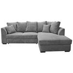 ECKSOFA in Cord Hellgrau  259/174 cm  - Hellgrau/Schwarz, Design, Kunststoff/Textil (259/174cm) - Cantus