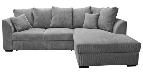 ECKSOFA in Cord Hellgrau 259/174 cm - Hellgrau/Schwarz, Design, Kunststoff/Textil (259/174cm) - Cantus