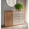 KOMMODE 120/86/43 cm Eiche massiv  - Eiche Bianco/Schieferfarben, KONVENTIONELL, Glas/Holz (120/86/43cm) - Venda