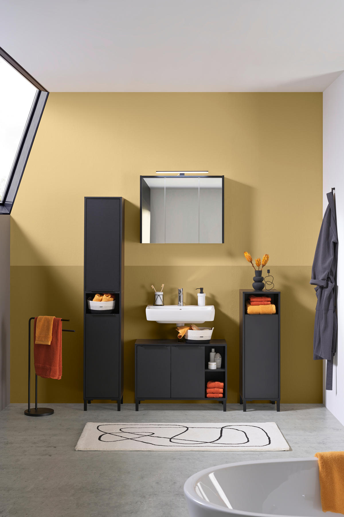 HOCHSCHRANK 33/176/33 cm  - Anthrazit/Schwarz, Basics, Holzwerkstoff/Kunststoff (33/176/33cm) - home24