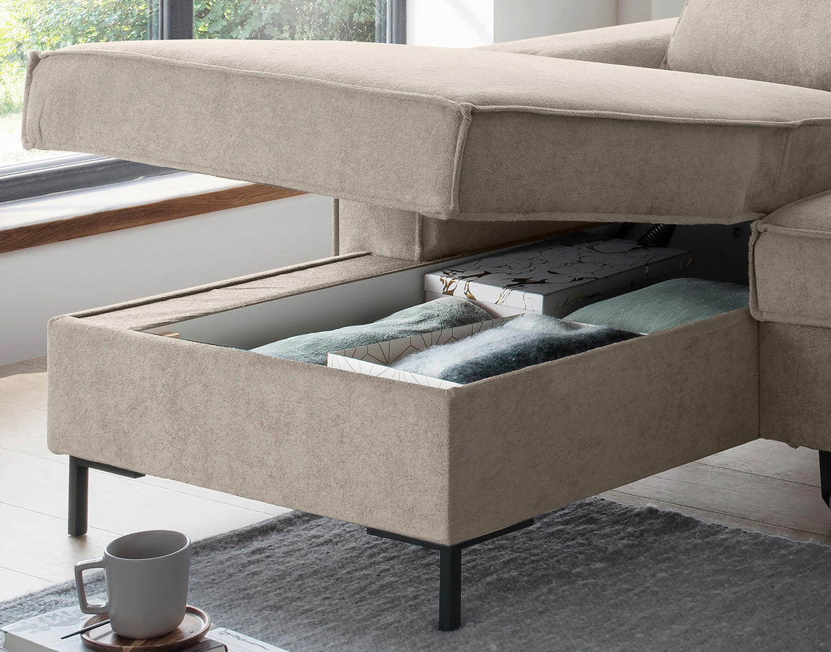 SEDACIA SÚPRAVA, textil, taupe - čierna/taupe, Modern, kov/textil (150/309/198cm) - MID.YOU