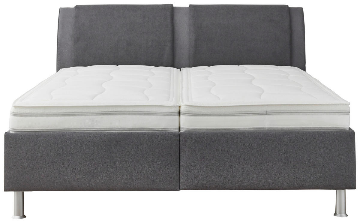 POLSTERBETT 180/200 cm,  in Anthrazit, Grau, Matratze, gepolstertes Kopfteil, Lattenrost, H2 + H2 = mittel  - Anthrazit/Alufarben, KONVENTIONELL, Holz/Holzwerkstoff (180/200cm) - Beldomo - Sleep