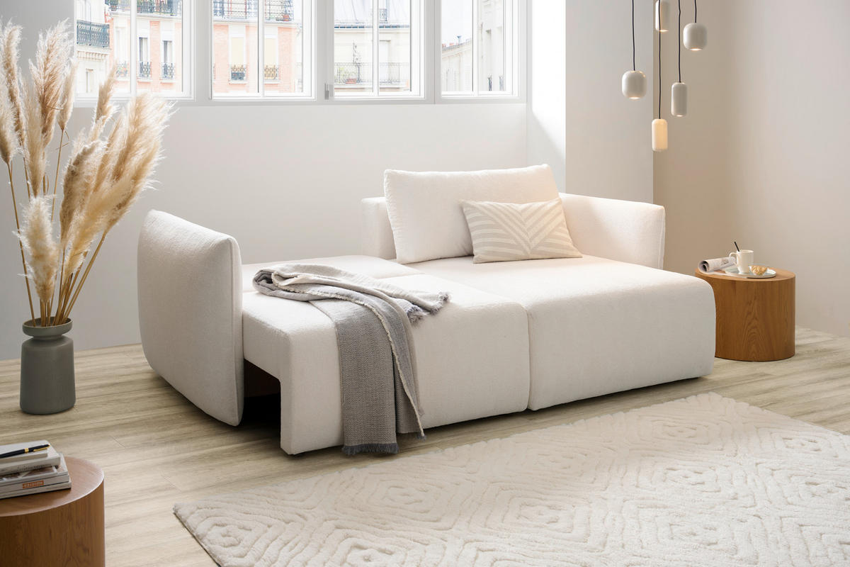 ECKSOFA Jersey Creme  - Creme/Schwarz, Konventionell, Kunststoff/Textil (238/148cm) - Carryhome