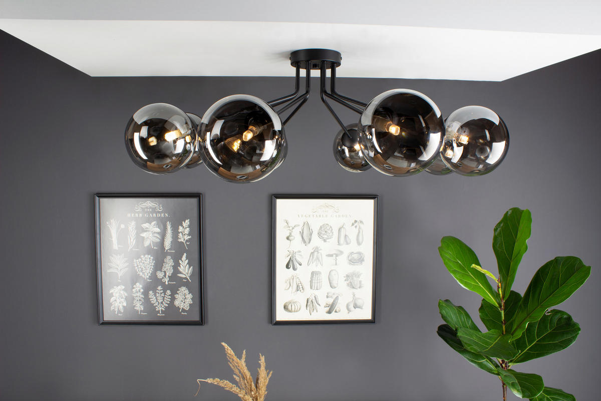 DECKENLEUCHTE  88/28 cm    - Schwarz, Design, Glas/Metall (88/28cm)