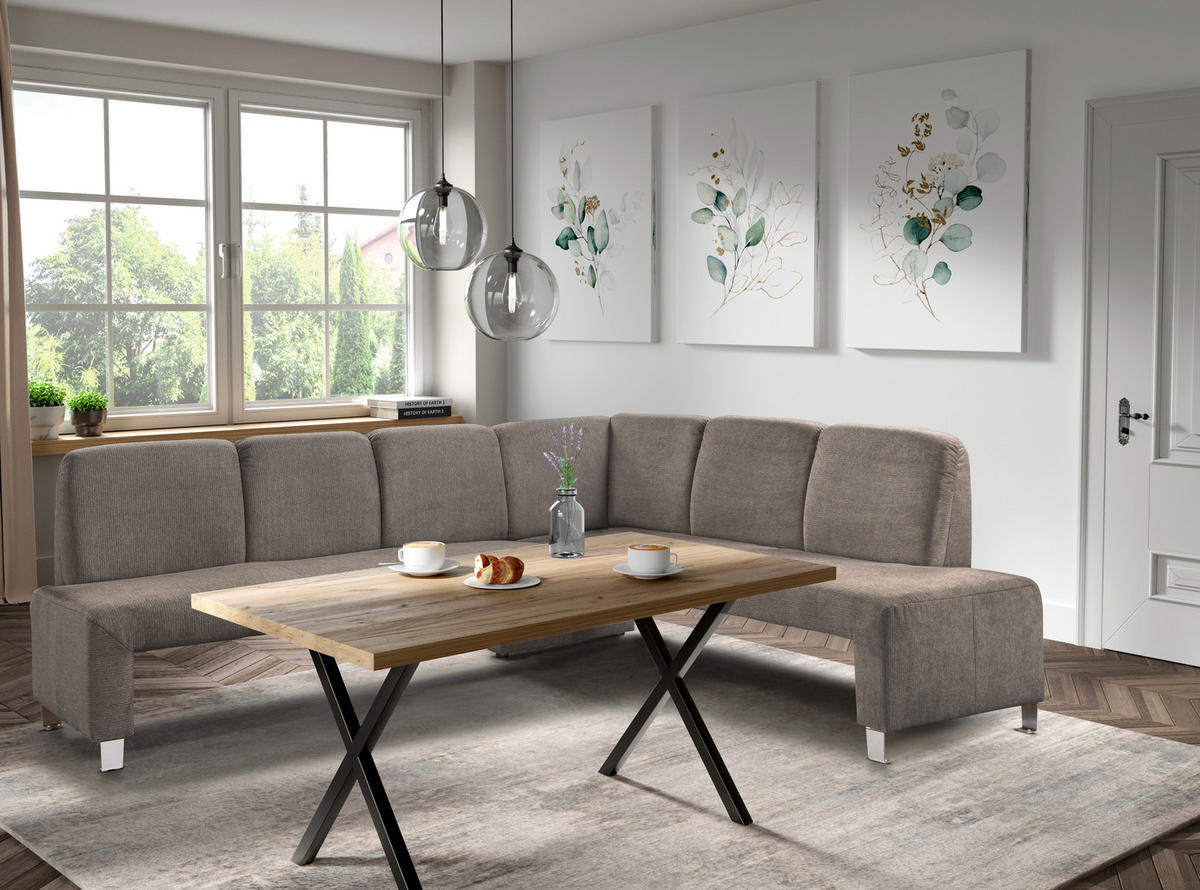 KLUPA KUTNA  smeđa  drvo, tekstil, drvni materijal      - srebrne boje/smeđa, Moderno, drvni materijal/drvo (263/198cm) - Livetastic