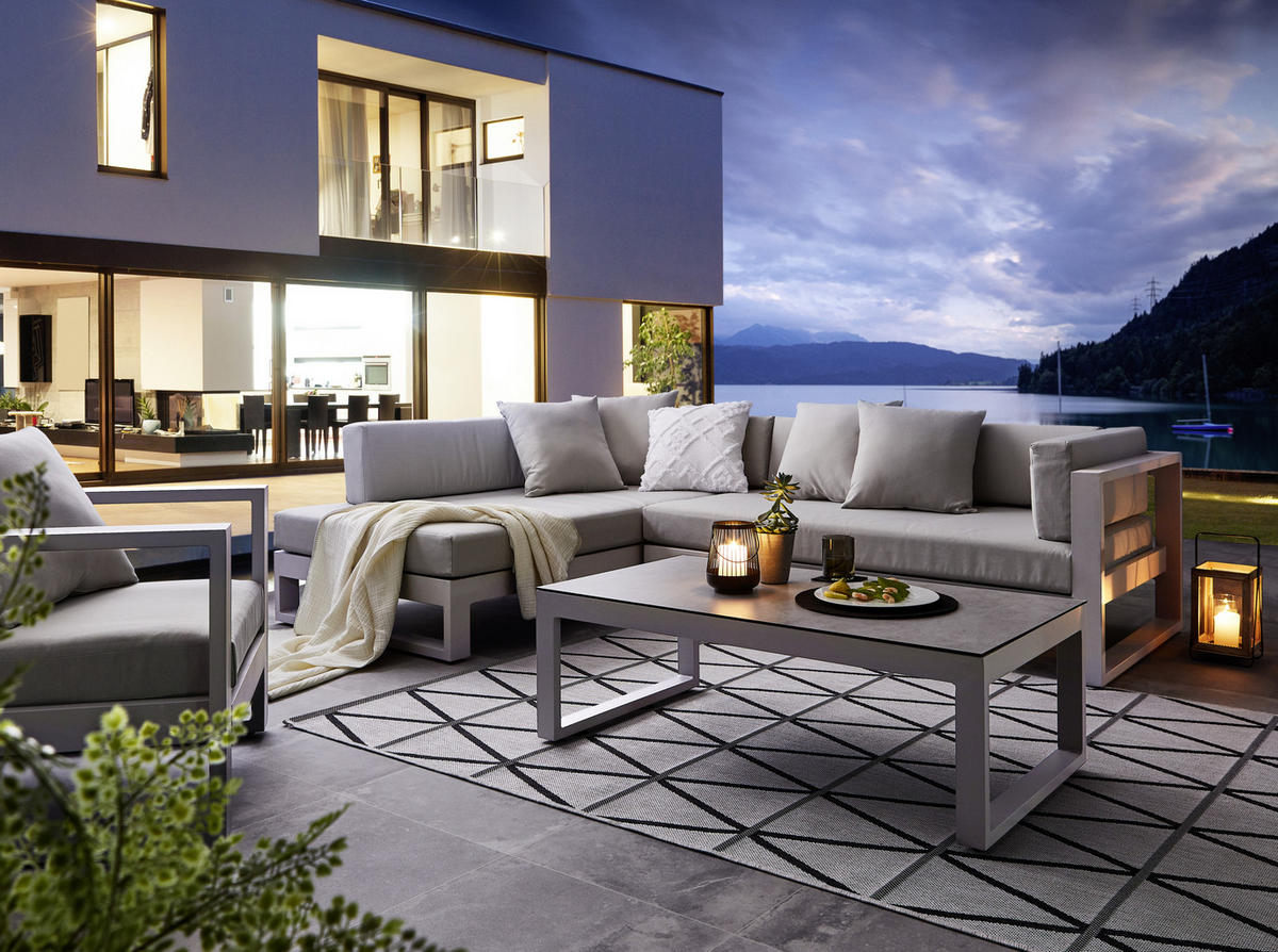 LOUNGESESSEL Hellgrau Aluminium  - Hellgrau, Design, Textil/Metall (76/60/90cm) - Amatio