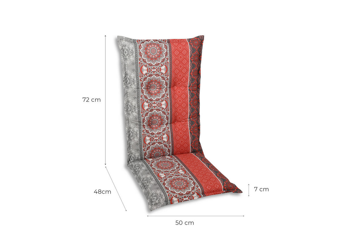 SESSELAUFLAGENSET in Grau, Rot, Hellgrau Ornament  - Rot/Hellgrau, Basics, Textil (50/7/120cm)