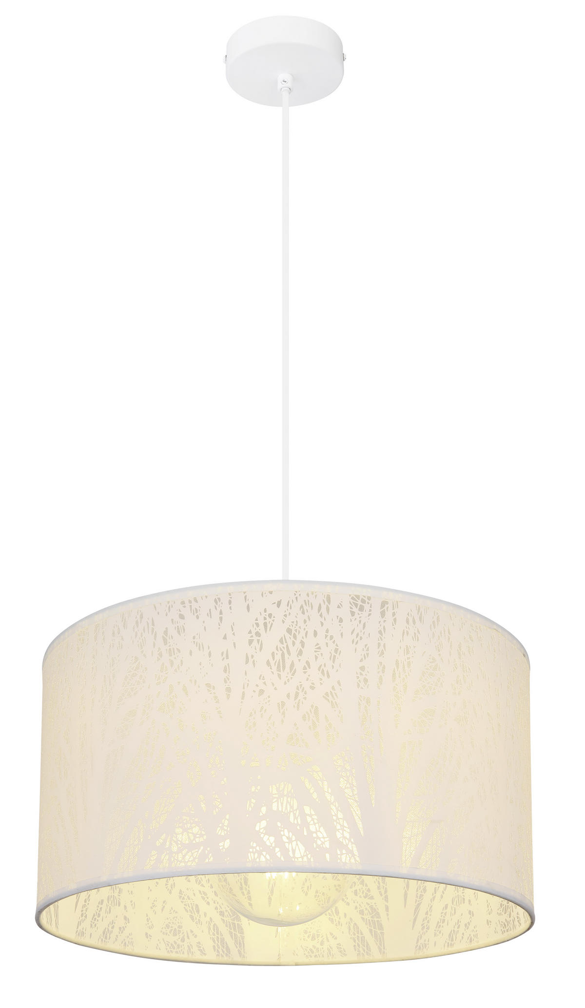 VISEČA SVETILKA  Leif  38/120 cm          E27 - bela, Design, kovina/umetna masa (38/120cm) - Globo