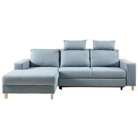 ECKSOFA Hellblau Webstoff  - Buchefarben/Hellblau, Design, Holz/Textil (160/260cm) - Ti'me