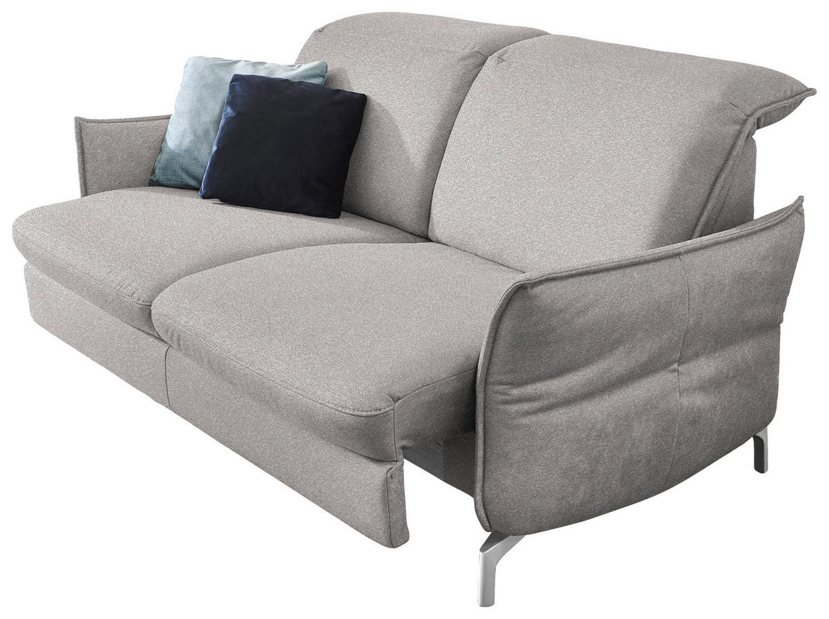 2,5-SITZER in Chenille Grau, Weiss  - Weiss/Grau, Modern, Textil/Metall (185/89/109cm) - Livetastic