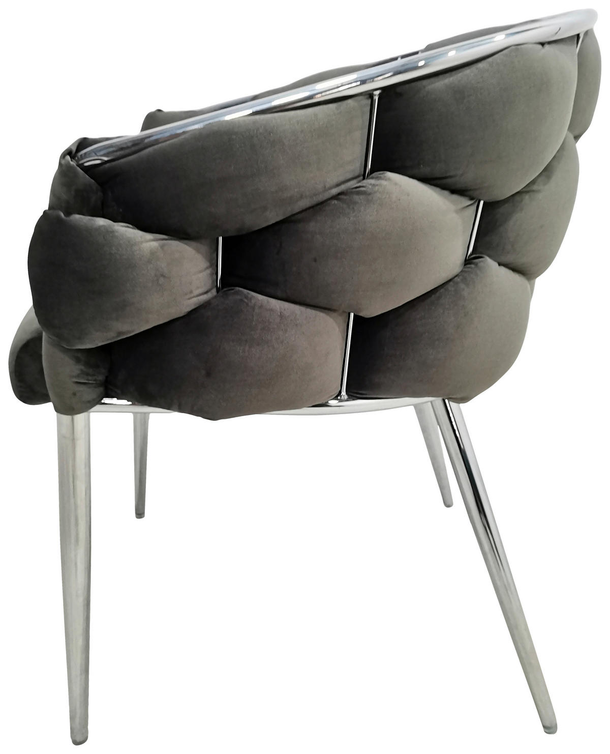 ARMLEHNSTUHL-SET 2 Stück  in Samt  - Anthrazit/Silberfarben, MODERN, Textil/Metall (65/79/61cm) - Kayoom