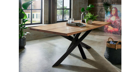 ESSTISCH in Holz 200/100/75 cm  - Eichefarben/Schwarz, LIFESTYLE, Holz/Metall (200/100/75cm) - Linea Natura