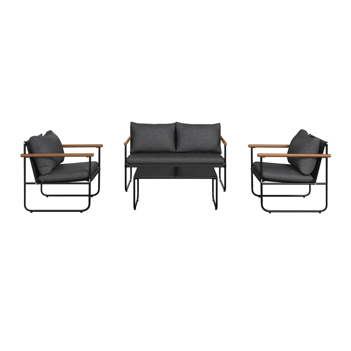 LOUNGEGARNITUR Eisen  - Anthrazit/Schwarz, MODERN, Glas/Textil (125/75/76cm) - Ambia Garden