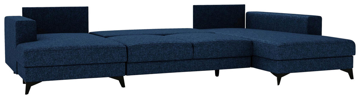 WOHNLANDSCHAFT in Flachgewebe Blau  - Blau/Schwarz, Design, Textil/Metall (156/339/190cm) - Livetastic