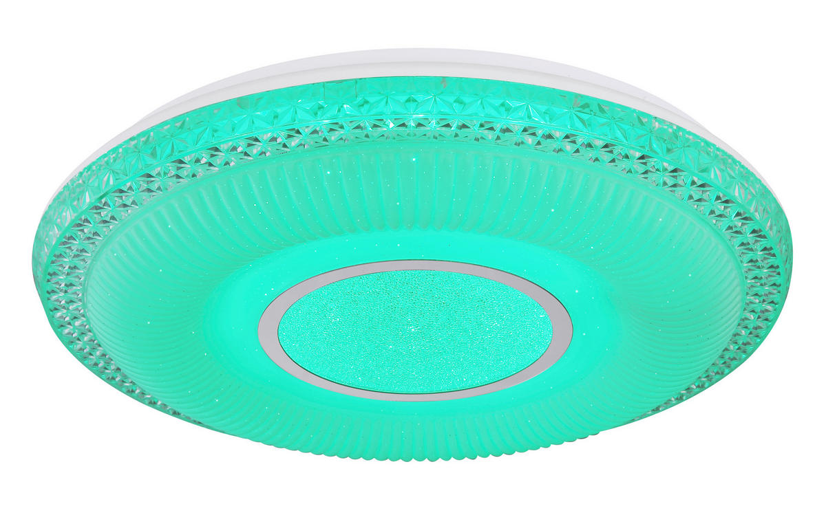 LED-DECKENLEUCHTE KLEMENS 50/9 cm   - Chromfarben/Opal, KONVENTIONELL, Kunststoff/Metall (50/9cm) - Globo