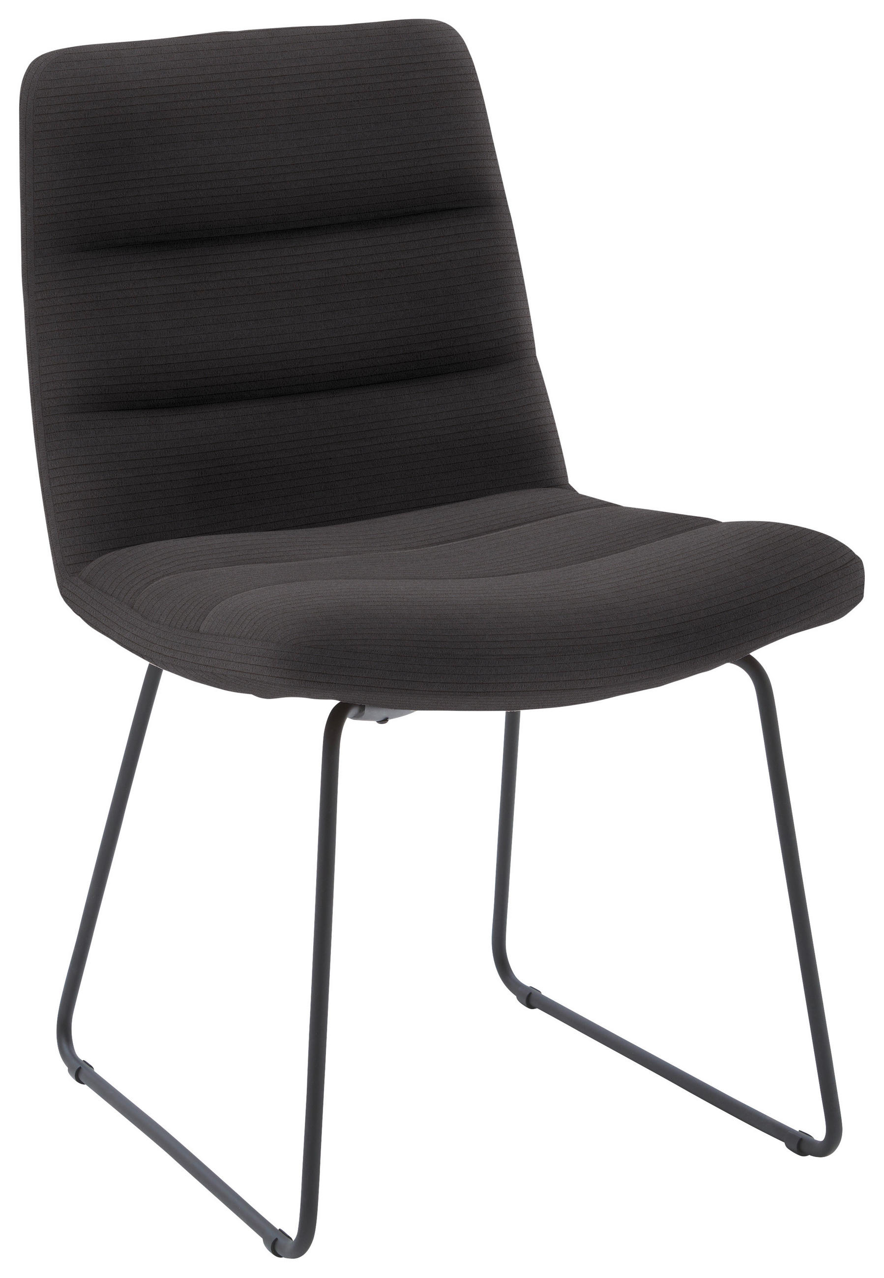 STUHL  in Cord Textil  - Schwarz/Mokka, Design, Textil/Metall (52/88/66cm) - Dieter Knoll