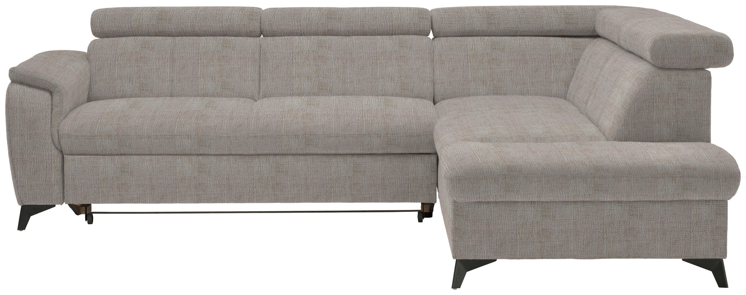 ECKSOFA in Flachgewebe Hellgrau  - Hellgrau/Schwarz, Design, Textil/Metall (260/203cm) - Stylife