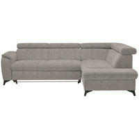 ECKSOFA in Flachgewebe Hellgrau  - Hellgrau/Schwarz, Design, Textil/Metall (260/203cm) - Stylife