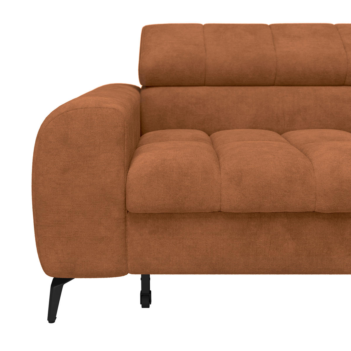 ECKSOFA Rostfarben Bettkasten, Rücken echt, Kopfteilverstellung  - Rostfarben/Schwarz, Trend, Kunststoff/Textil (261/203cm) - Livetastic