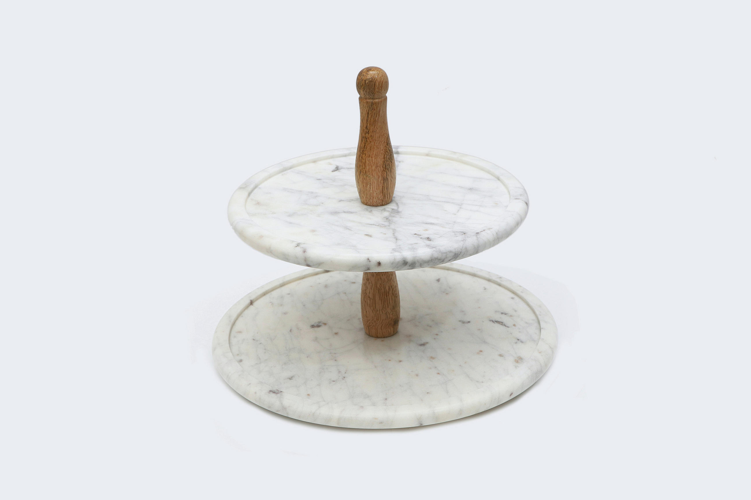 ETAGERE 2-stöckig - Weiß, Trend, Holz/Stein (30/28cm) - Ambia Home