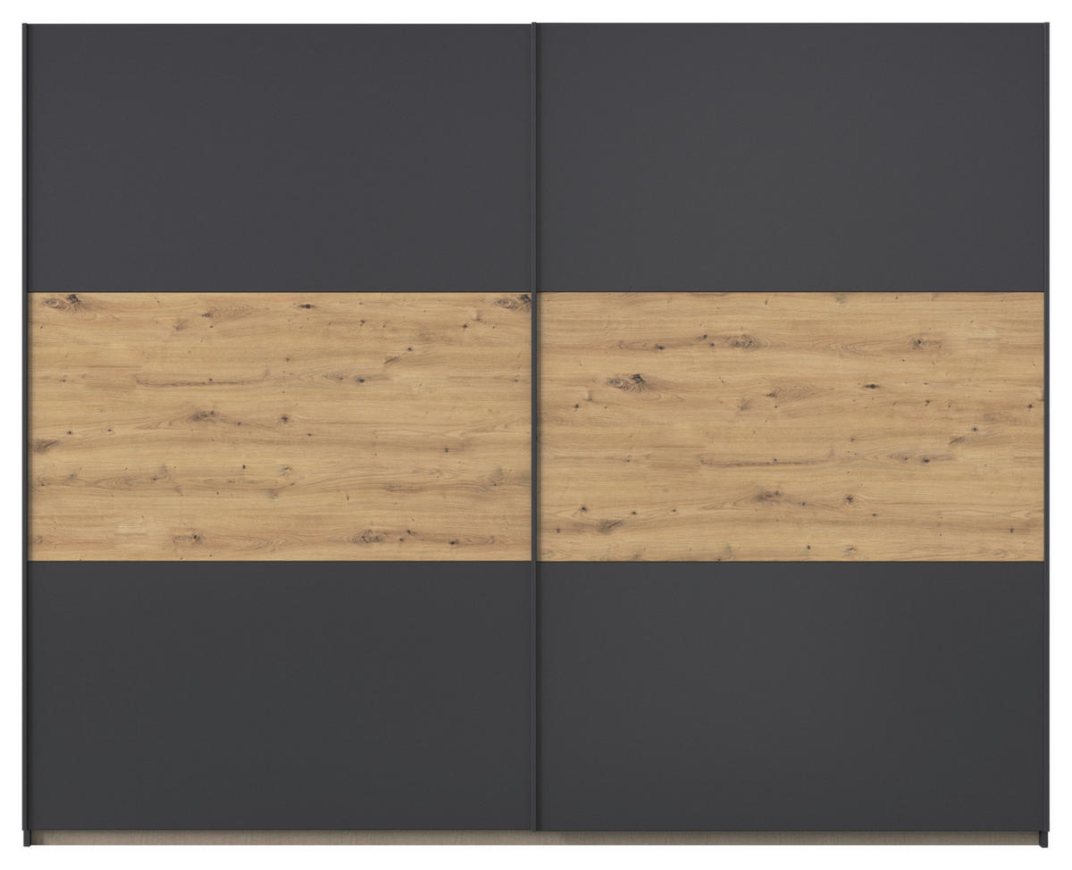 SCHWEBETÜRENSCHRANK 261/210/59 cm 2-türig Grau, Eiche Artisan  - Eiche Artisan/Grau, MODERN, Holzwerkstoff/Metall (261/210/59cm) - Rauch Möbel