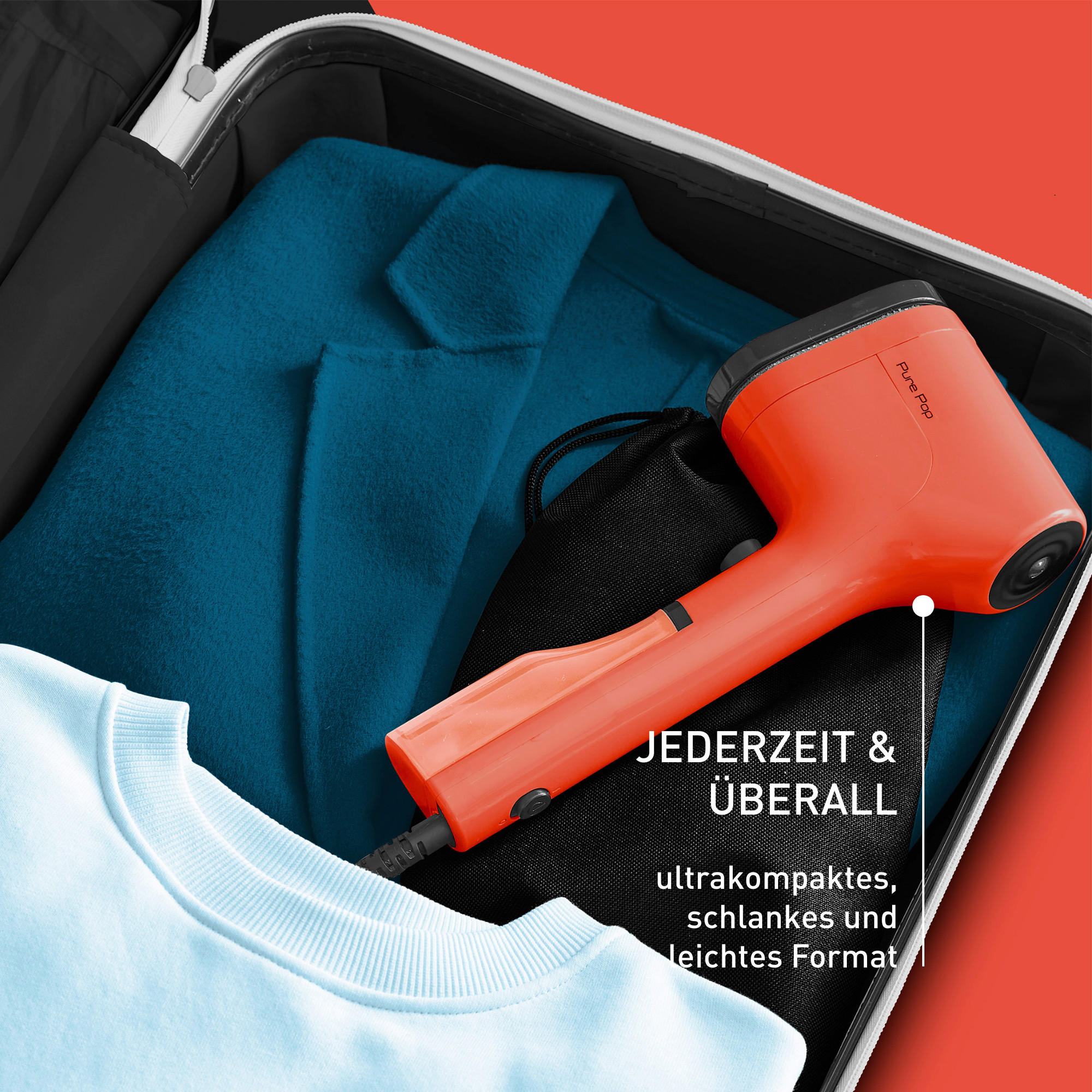DAMPFBÜRSTE PURE POP  - Rot, Basics, Kunststoff (33,8/7,8/15,9cm) - Tefal