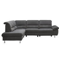 ECKSOFA Anthrazit Mikrofaser  - Anthrazit/Silberfarben, KONVENTIONELL, Textil/Metall (200/275cm) - Cantus