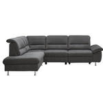 ECKSOFA Anthrazit Mikrofaser  - Anthrazit/Silberfarben, KONVENTIONELL, Textil/Metall (200/275cm) - Cantus