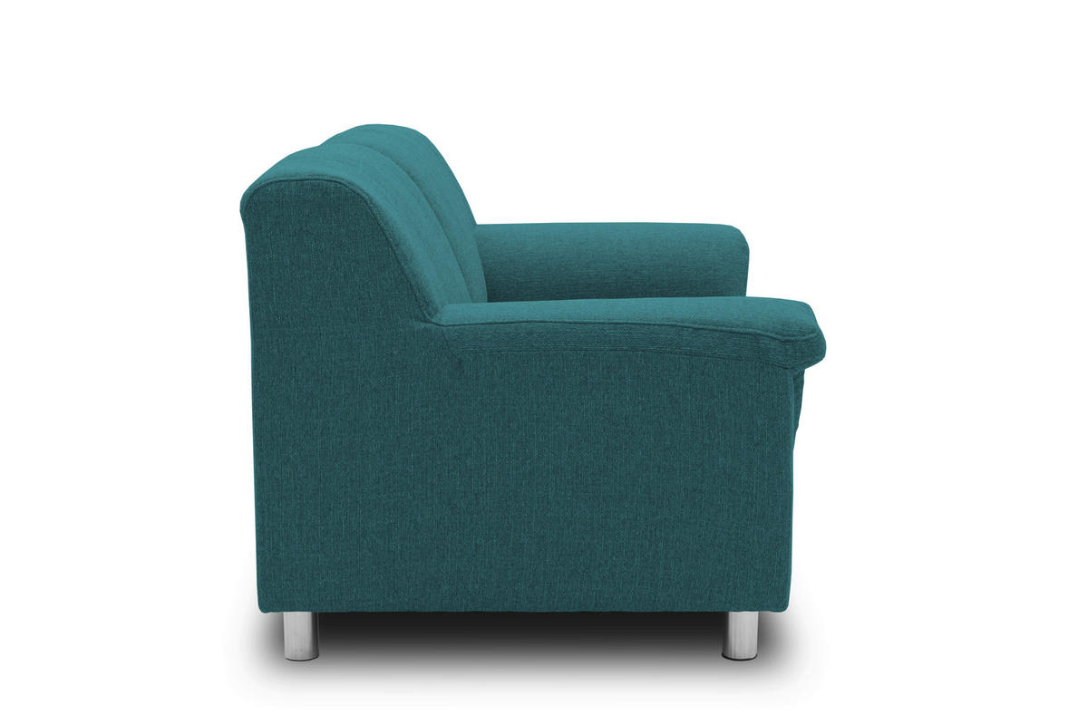 2-SITZER-SOFA Webstoff Petrol  - Chromfarben/Petrol, KONVENTIONELL, Textil/Metall (145/72/80cm) - MID.YOU