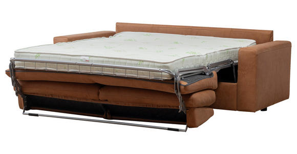 SCHLAFSOFA  in Echtleder Karamell  - Karamell/Schwarz, KONVENTIONELL, Leder/Kunststoff (198/84/98cm) - Novel