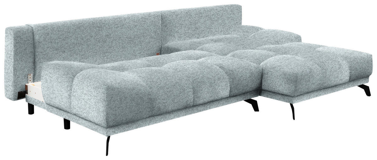 ECKSOFA Türkis Chenille  - Türkis/Schwarz, MODERN, Textil/Metall (290/182cm) - Hom`in