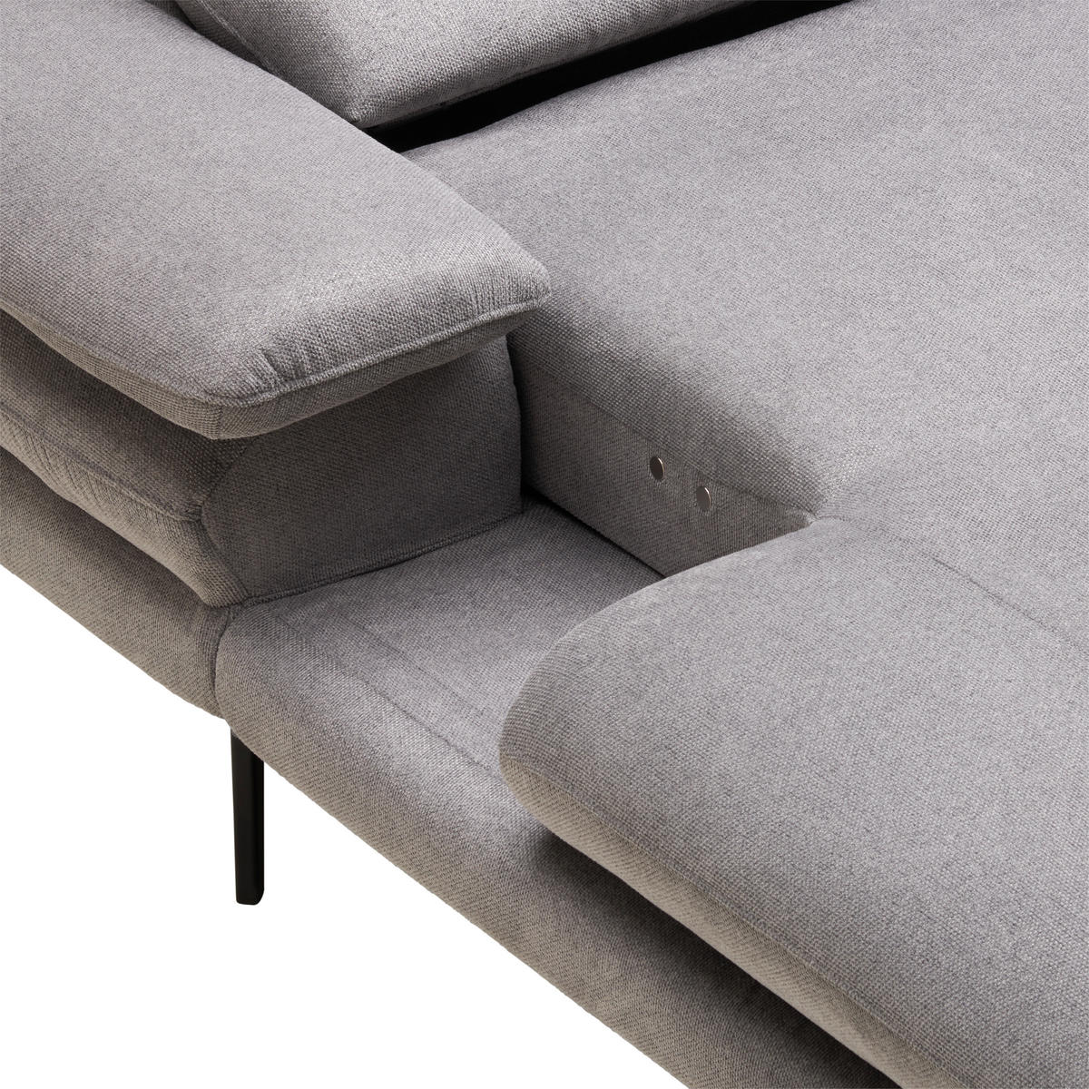 ECKSOFA in Webstoff Grau  - Schwarz/Grau, Design, Textil/Metall (180/284cm) - Dieter Knoll