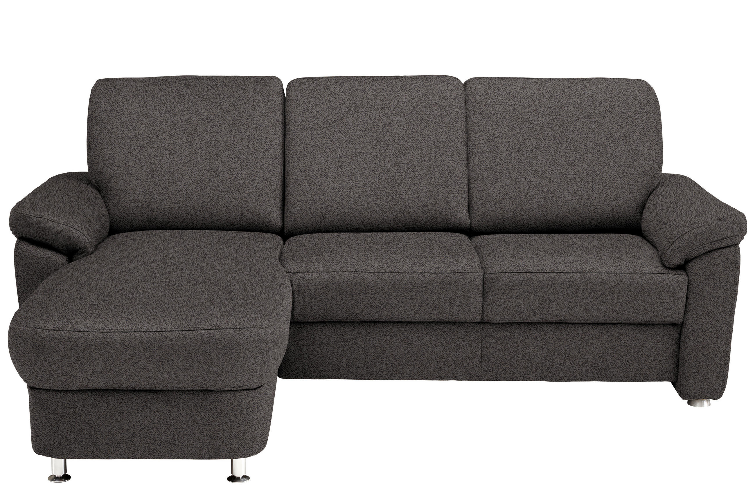 ECKSOFA in Flachgewebe Dunkelgrau  - Chromfarben/Dunkelgrau, Konventionell, Textil/Metall (163/250cm) - Beldomo System