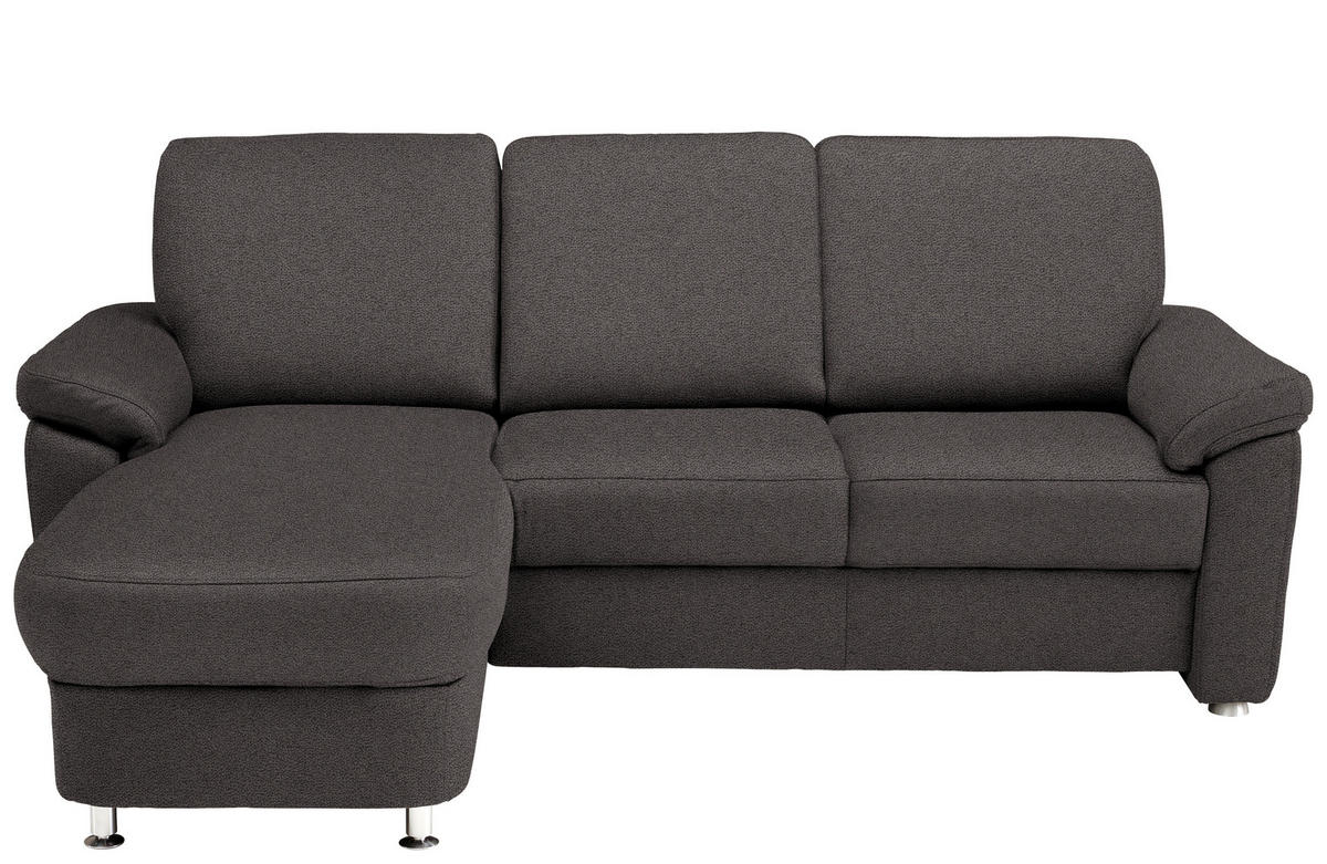 ECKSOFA in Flachgewebe Dunkelgrau  - Chromfarben/Dunkelgrau, Konventionell, Textil/Metall (163/250cm) - Beldomo System