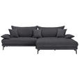 ECKSOFA in Flachgewebe Anthrazit  - Anthrazit/Schwarz, MODERN, Textil/Metall (297/173cm) - Carryhome