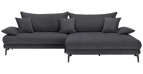 ECKSOFA in Flachgewebe Anthrazit  - Anthrazit/Schwarz, MODERN, Textil/Metall (297/173cm) - Carryhome