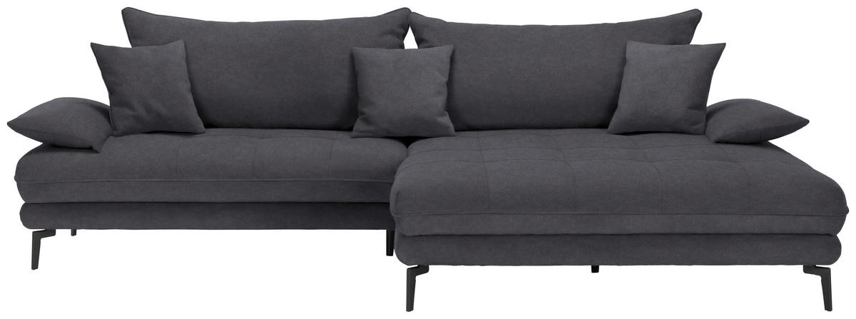 ECKSOFA in Flachgewebe Anthrazit  292/176 cm  - Anthrazit/Schwarz, MODERN, Textil/Metall (292/176cm) - Carryhome