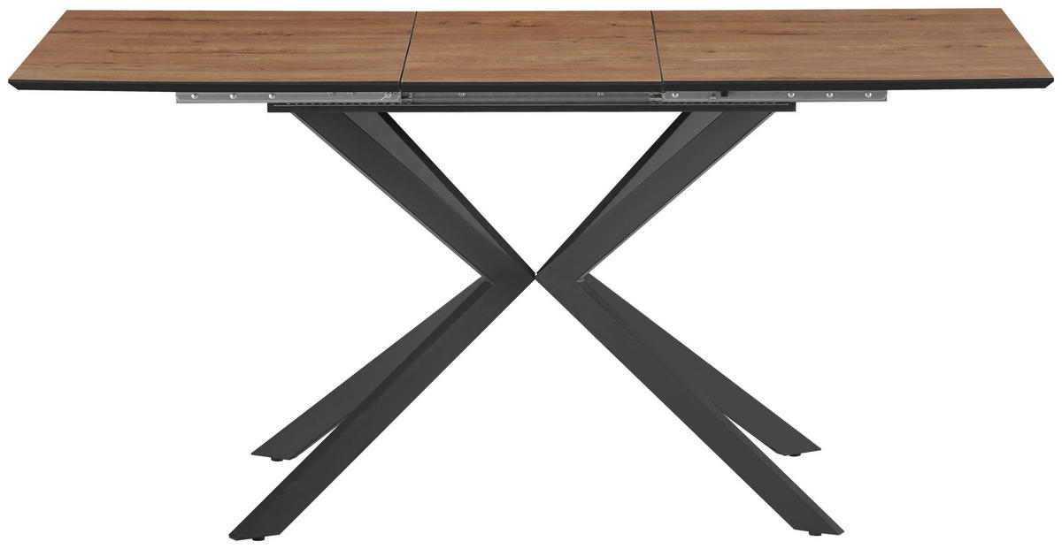 ESSTISCH Eichefarben rechteckig  ausziehbar  - Eichefarben/Schwarz, KONVENTIONELL, Holzwerkstoff/Metall (120-160/76/80cm) - MID.YOU