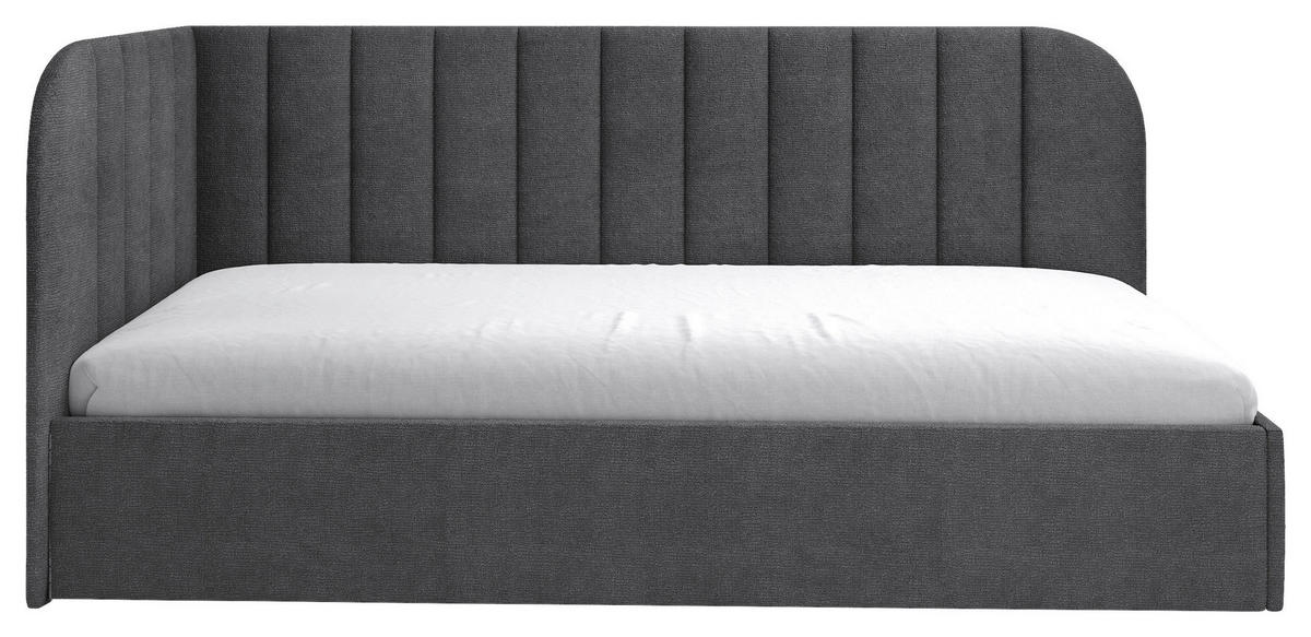 POLSTERBETT 90/200 cm,  in Dunkelgrau, Lattenrost, Bettkasten,  - Dunkelgrau/Schwarz, MODERN, Holz/Holzwerkstoff (90/200cm) - MID.YOU