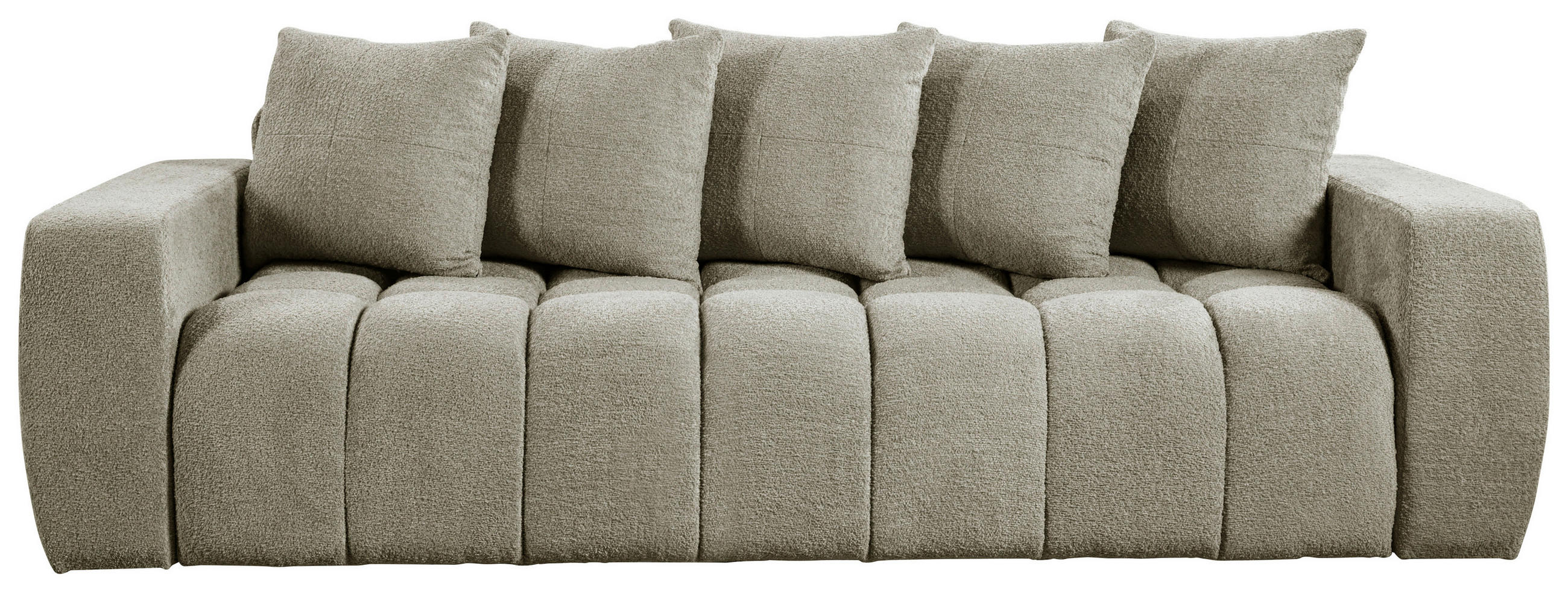 SCHLAFSOFA  mit Liegefunktion, Schlafen auf Sitzhöhe Struktur, Bouclé Taupe  - Taupe/Schwarz, Basics, Kunststoff/Textil (250/86/140cm) - Livetastic