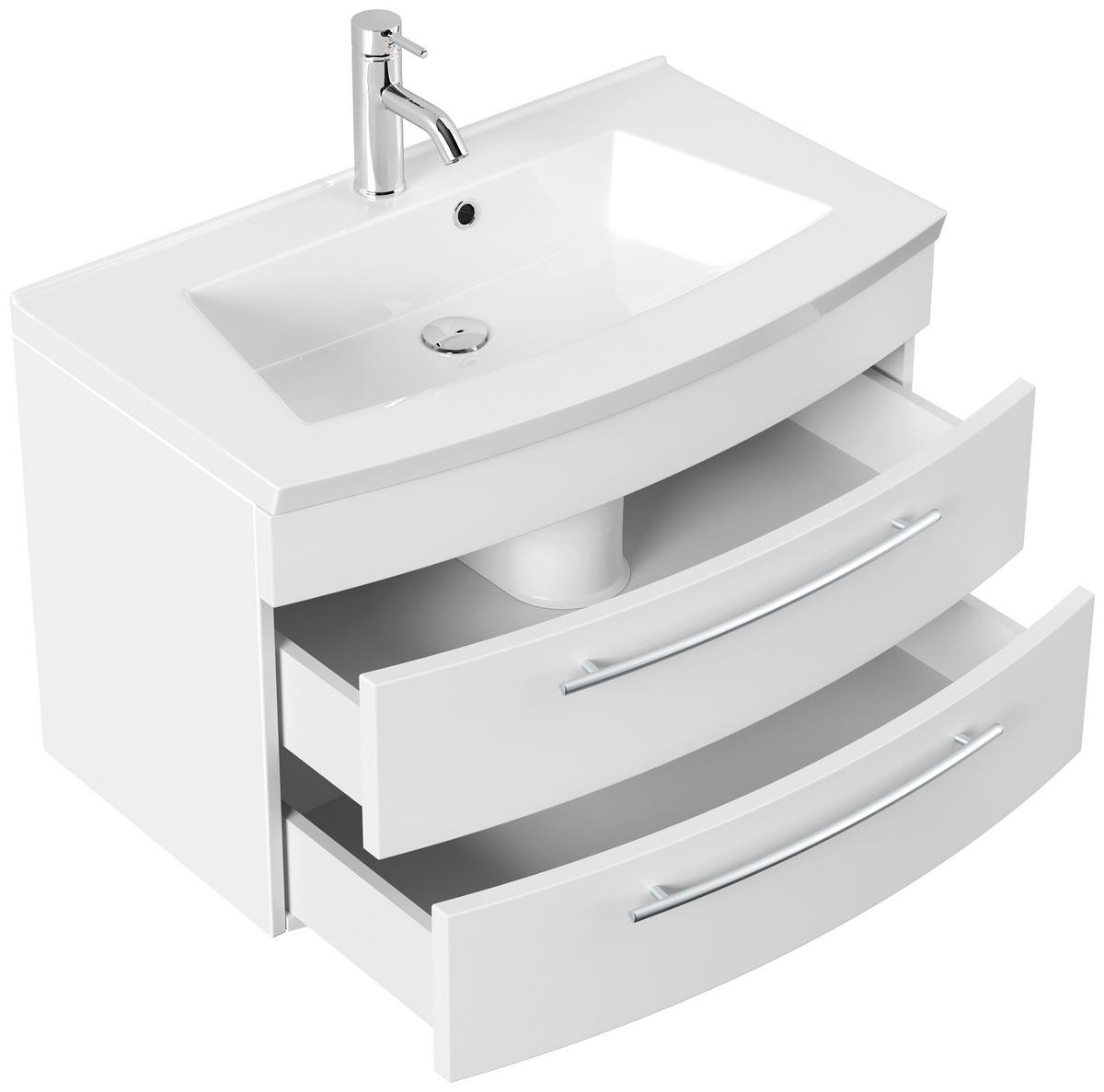 UMIVAL. ENOTA Z UMIVALNIKOM  - bela, Trend, kamen/kovina (80cm) - MID.YOU