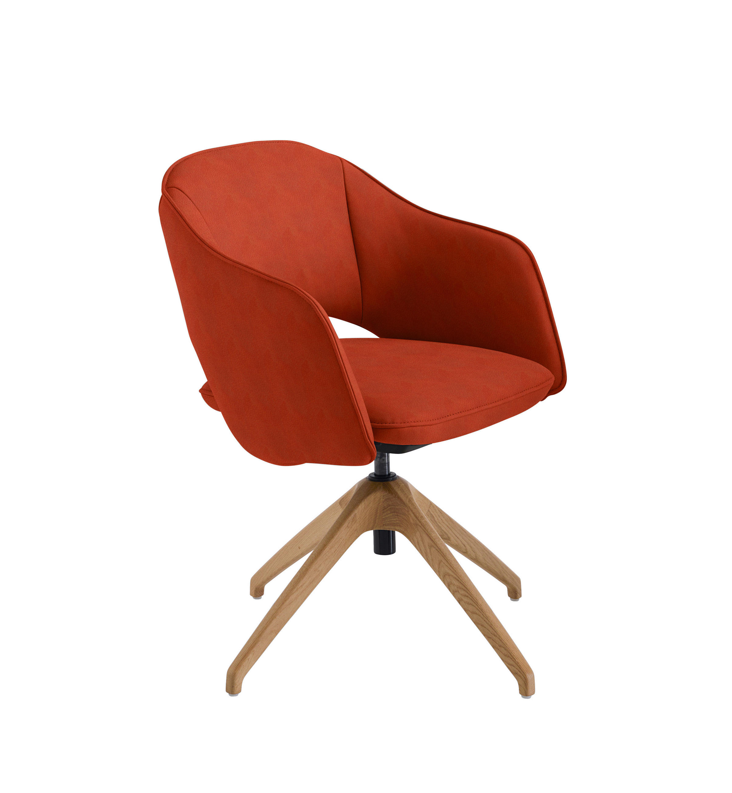 ARMLEHNSTUHL  in Echtleder naturbelassen  - Wildeiche/Rotorange, Design, Leder/Holz (63/74-90/57-73cm) - Koinor