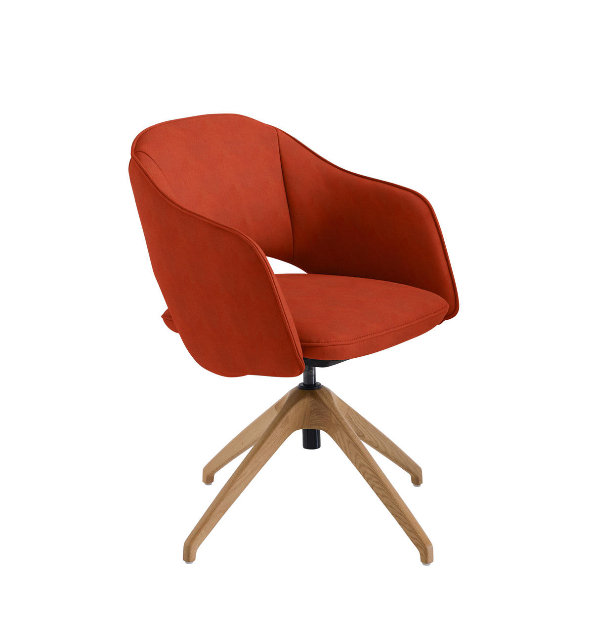 ARMLEHNSTUHL  in Echtleder naturbelassen  - Wildeiche/Rotorange, Design, Leder/Holz (63/74-90/57-73cm) - Koinor