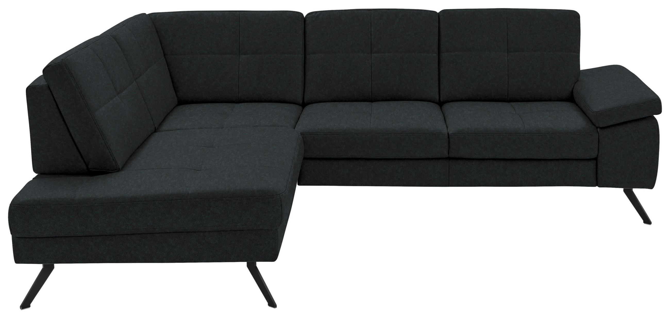 ECKSOFA in Lederlook, Mikrofaser Anthrazit  - Anthrazit/Schwarz, Design, Textil/Metall (194/261cm) - Beldomo System