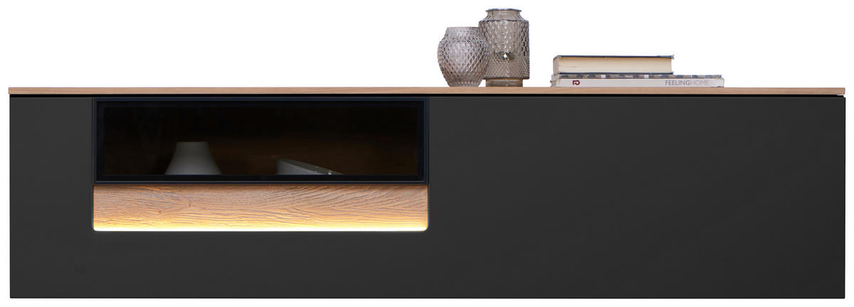 HÄNGEELEMENT Asteiche furniert Anthrazit  - Anthrazit, Design, Glas/Holz (150/38/36cm) - Dieter Knoll