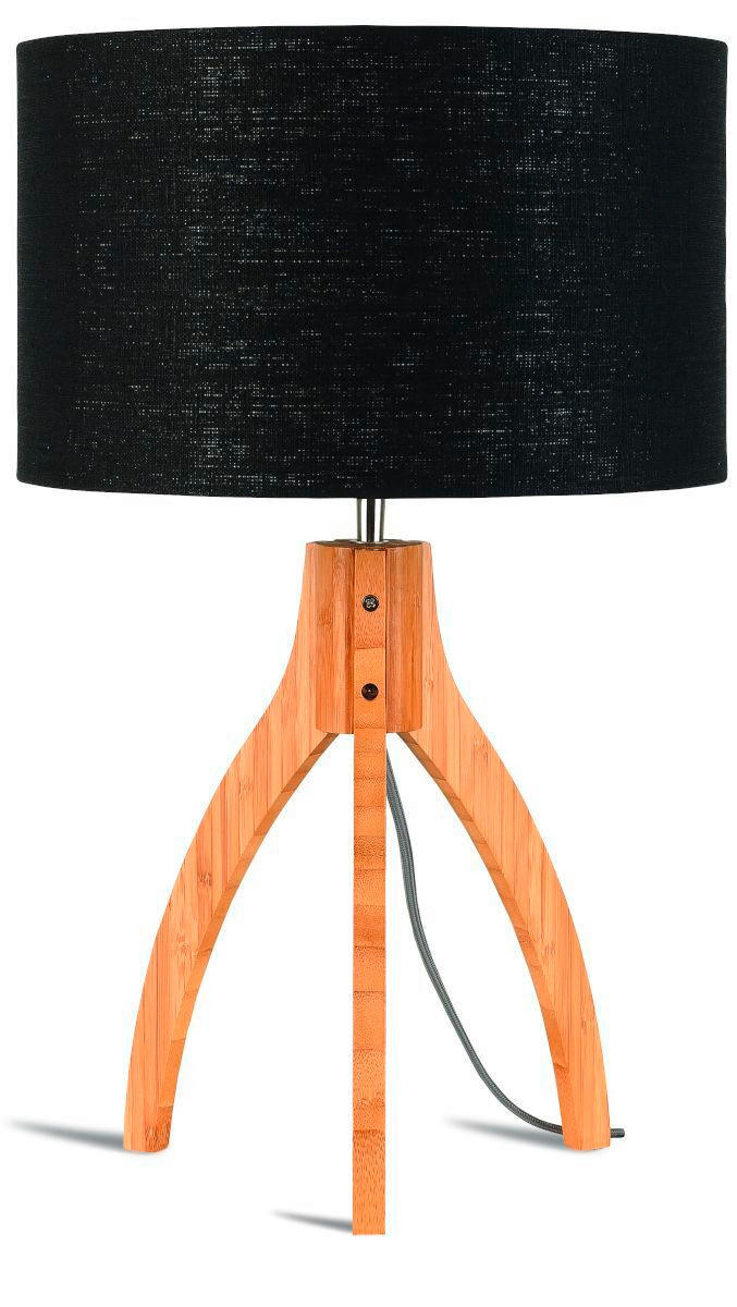 TISCHLEUCHTE - Schwarz/Naturfarben, Trend, Holz/Textil (36/54cm) - Good & Mojo