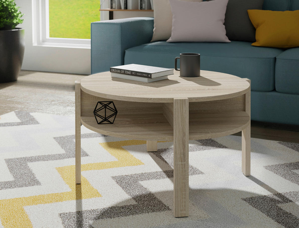 COUCHTISCH 74,4/74,4/45,5 cm rund Sonoma Eiche  - Sonoma Eiche, ROMANTIK / LANDHAUS, Holzwerkstoff (74,4/74,4/45,5cm) - Ti'me