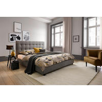 PAT TAPIȚAT 180/200 cm  in gri deschis  - gri deschis, Modern, lemn/textil (180/200cm) - Carryhome