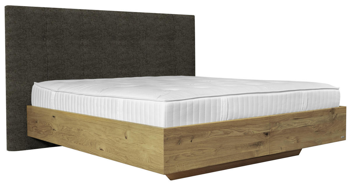 BOXSPRINGBETT 180/200 cm  in Dunkelbraun, Wildeiche  - Wildeiche/Dunkelbraun, Natur, Holz/Textil (180/200cm) - Valnatura